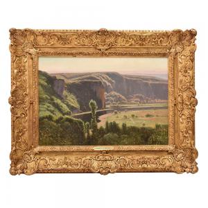 ALTE GEMÄLDE, LANDSCHAFTEN UND FLUSS, TAL DER CORRÈZE, DIDIER POUGET, ÖL AUF LEINWAND, ANFANG XX. JAHRHUNDERT. (QP657)